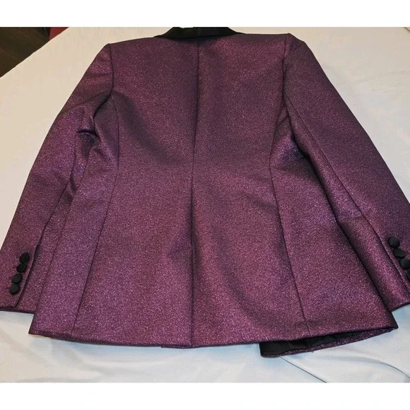 Karen Millen Women's Tailored Sparkle Contras Blazer Pink Purple Size 8 NEW - Picture 10 of 13